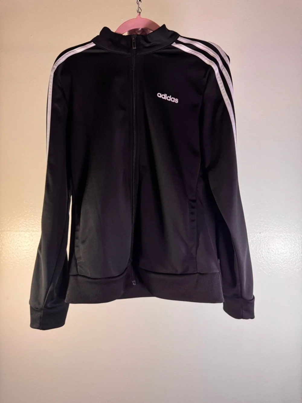 Adidas Essentials Women's Black 3-Stripe Full Zip Track Jacket Size Medium - Picture 3 of 8